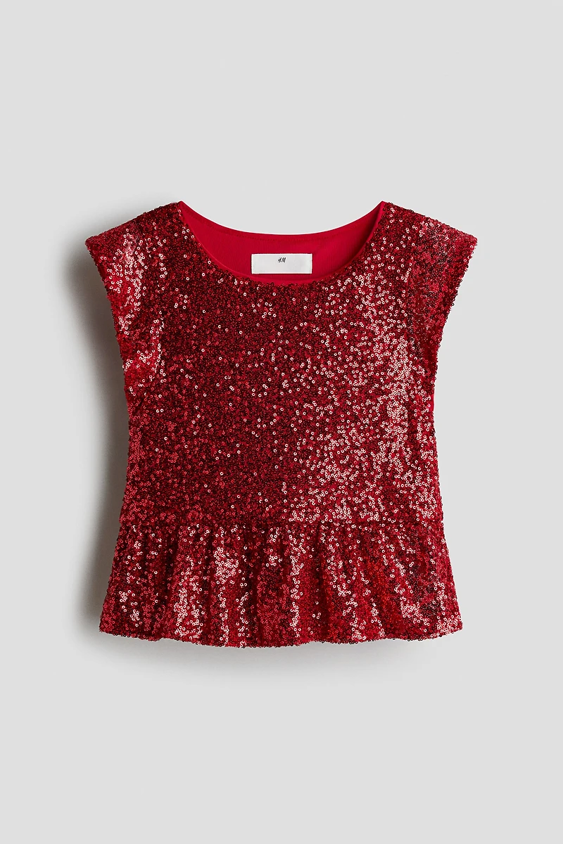 Sequined Peplum Top