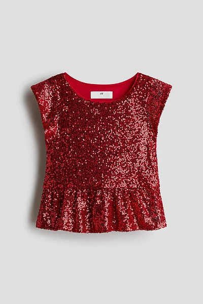 Sequined Peplum Top