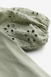Top with Eyelet Embroidered Sleeves