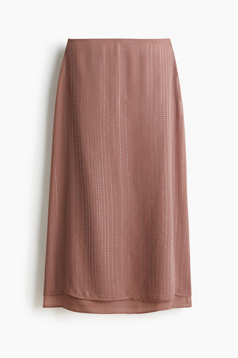 Rhinestone-Embellished Chiffon Skirt