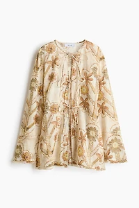 Floral-Print Tie-Front Blouse