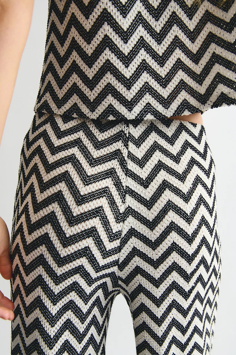 Wide-Leg Jacquard-Knit Pants