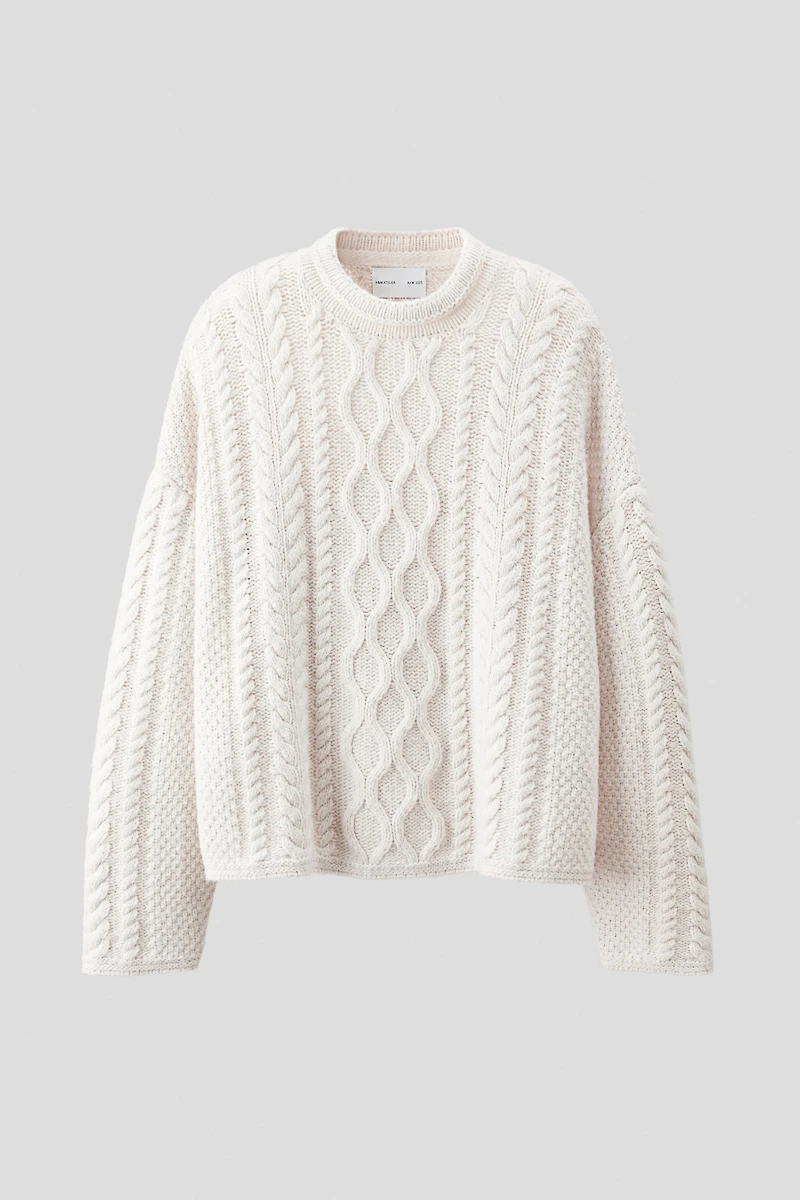 Chandail en tricot torsadé de laine mélangée