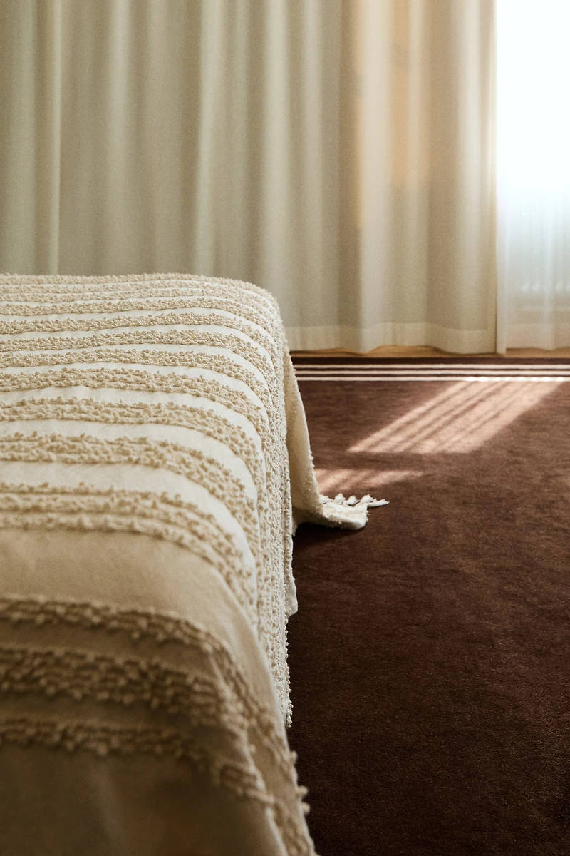 Jeté de lit texturé en coton mélangé