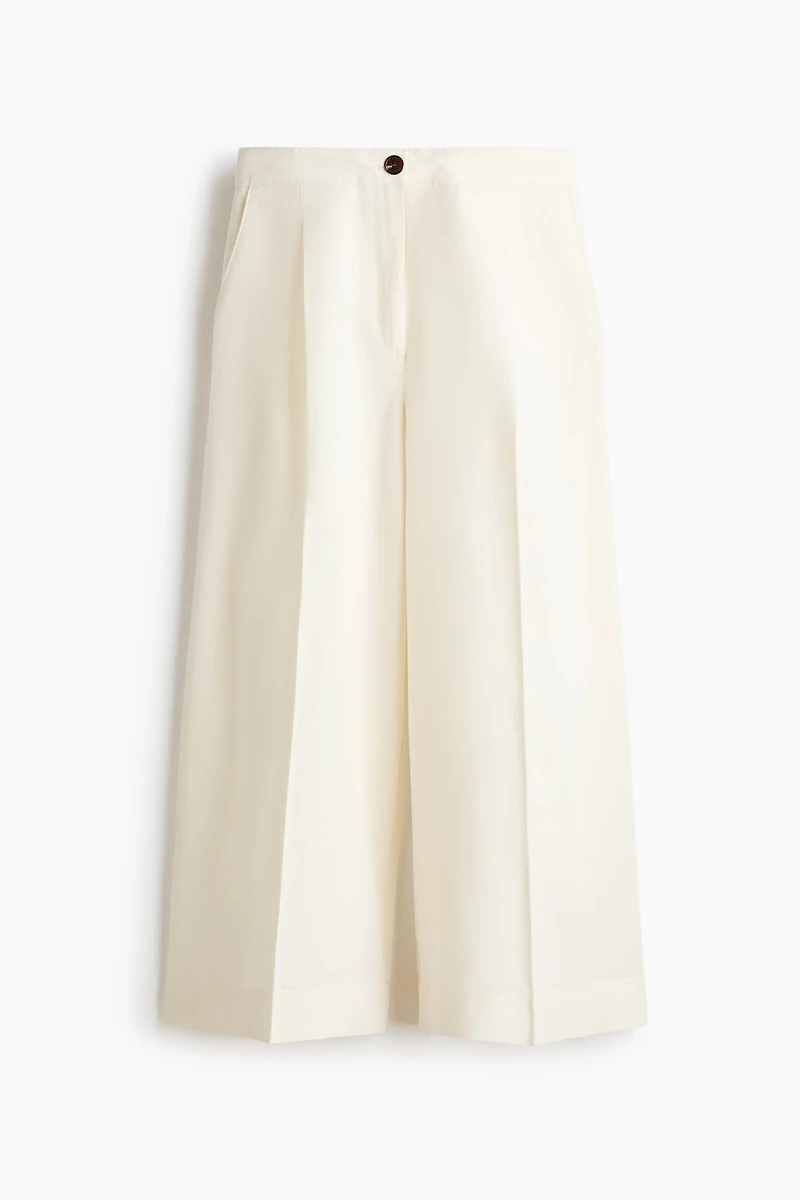 Ankle-Length Linen-Blend Pants