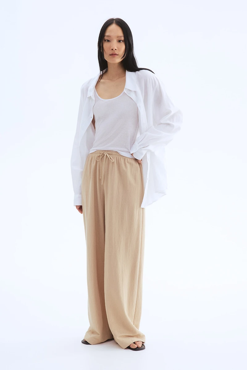 Pantalon large avec taille élastique