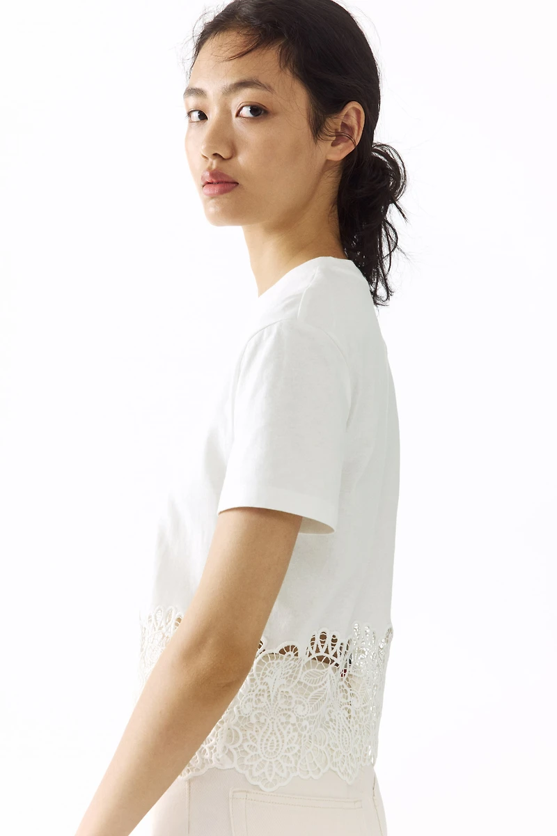 Lace-Trimmed T-Shirt
