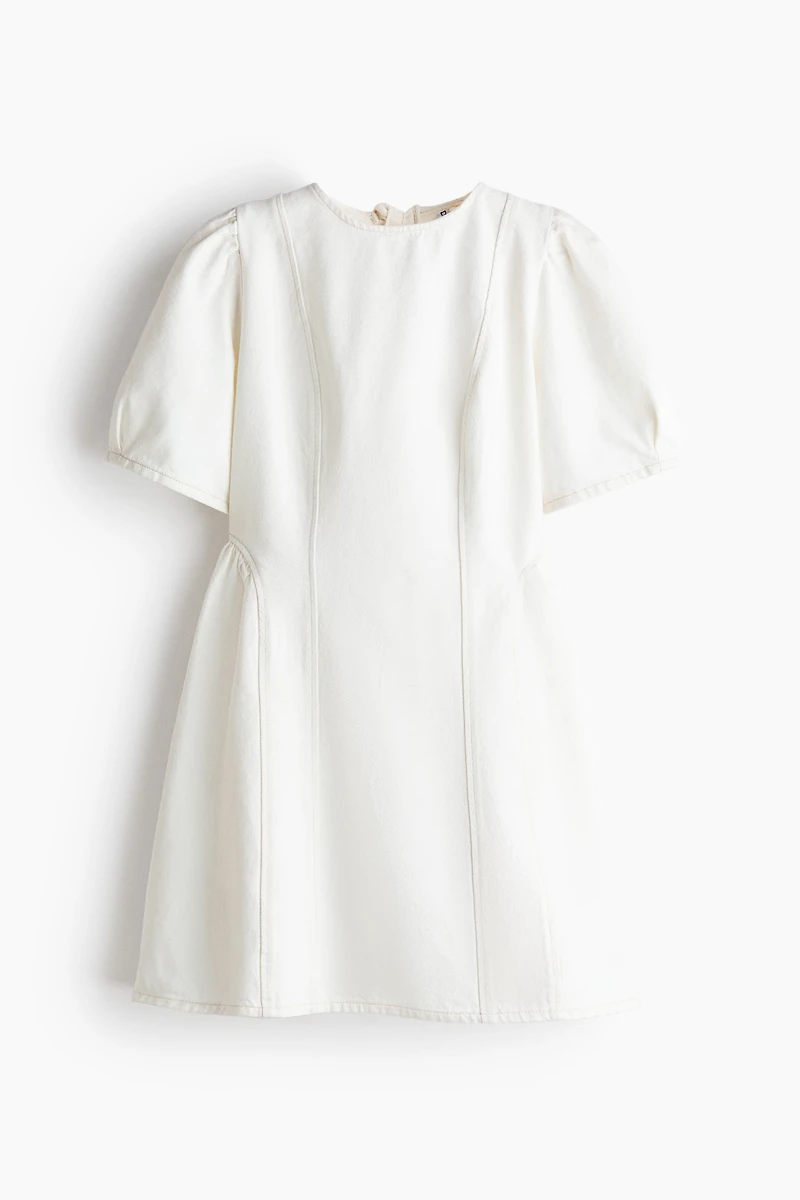 Flared-Skirt Denim Dress