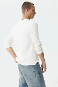 Slim-Fit Ribbed Henley Shirt