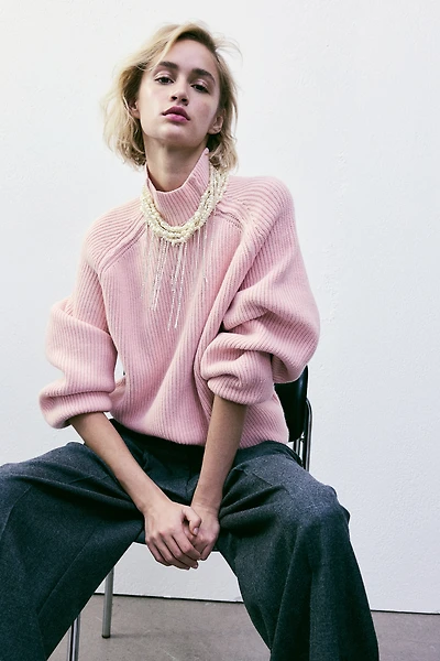 Rib-knit Turtleneck Sweater
