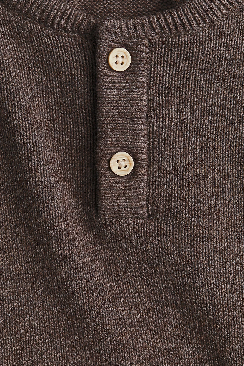 Waffle-knit Henley Sweater