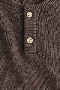 Waffle-knit Henley Sweater