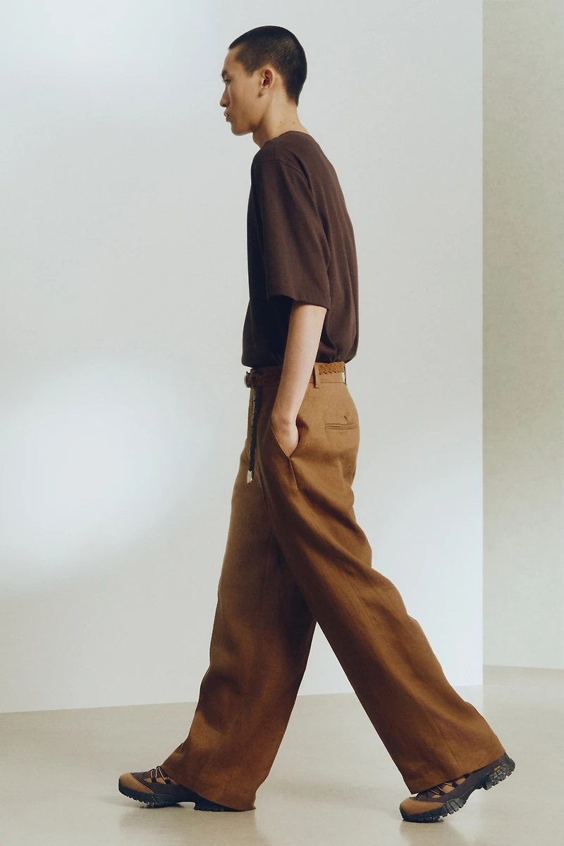 Loose-Fit Linen-Blend Henley Shirt