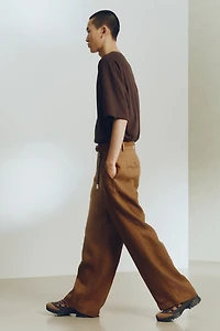 Loose-Fit Linen-Blend Henley Shirt