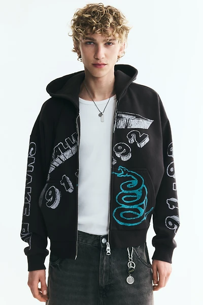 Oversized Printed Hooded Jacket