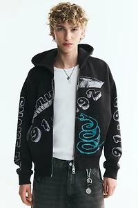 Oversized Printed Hooded Jacket