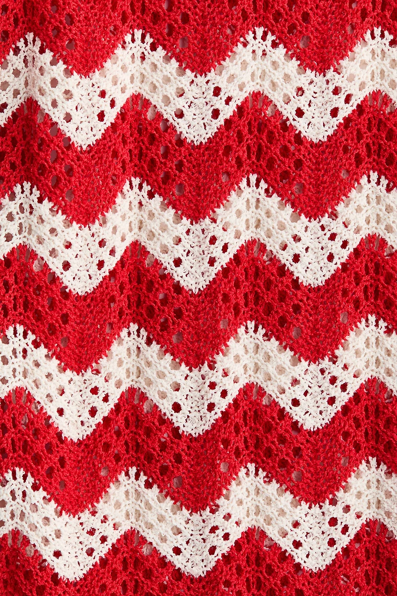 Crochet-Look Jacquard Jersey Pants