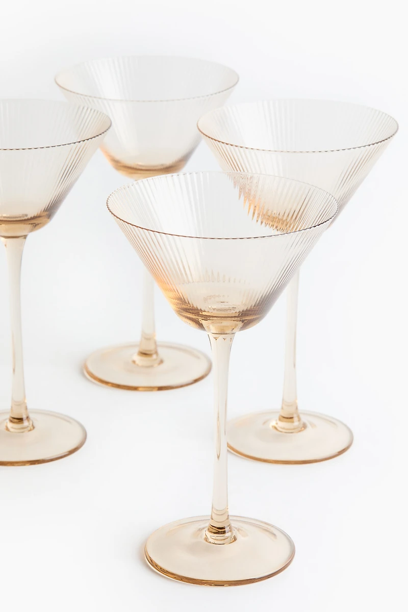 Lot de 4 verres à cocktail rainurées