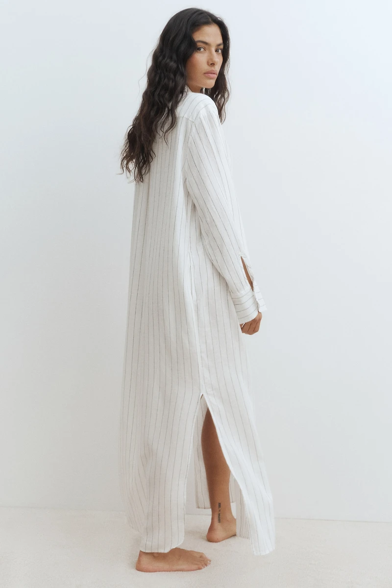 Linen-Blend Shirt Dress