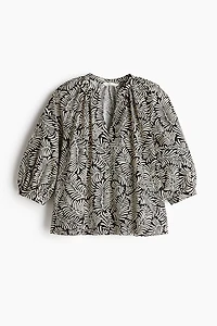 Balloon-sleeved poplin blouse
