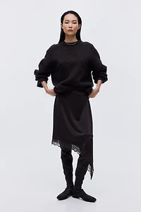 Asymmetric Lace-Trimmed Skirt