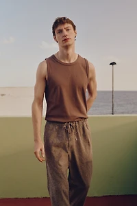 Pantalon coupe classique en lin mélangé