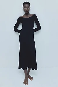 Rib-Knit Off-the-Shoulder Dress