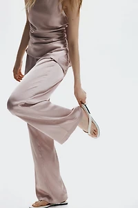 Wide-Leg Satin Pants