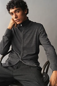 Slim Fit Merino Wool Cardigan with Zipper