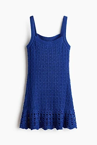 Flounced Pointelle-Knit Dress
