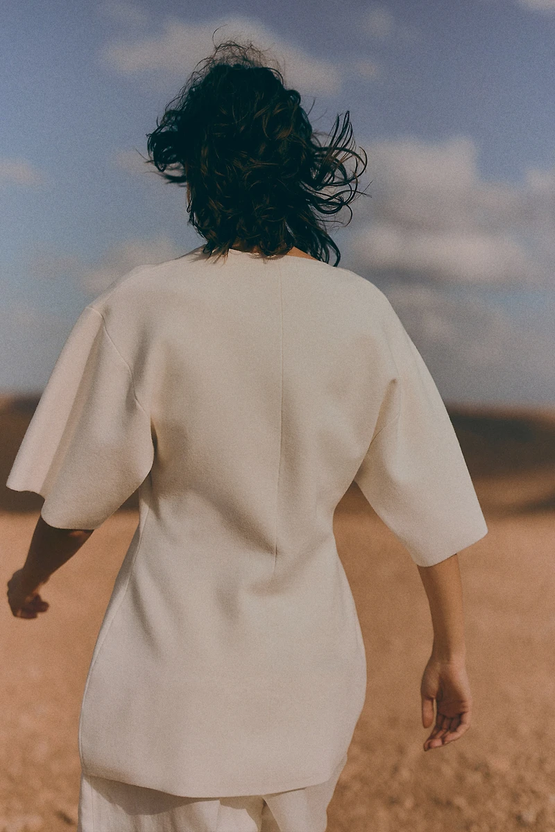 Defined-Waist Fine-Knit Top