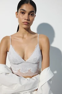Lace-Trimmed Cotton Bralette
