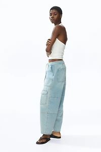 Regular-Waist Barrel-Leg Ankle Jeans