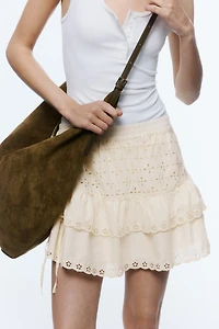 Eyelet-Embroidered Cotton Mini Skirt