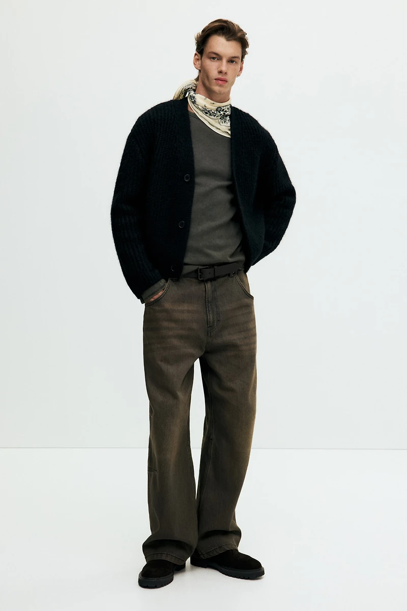 Loose-Fit Rib-Knit Cardigan