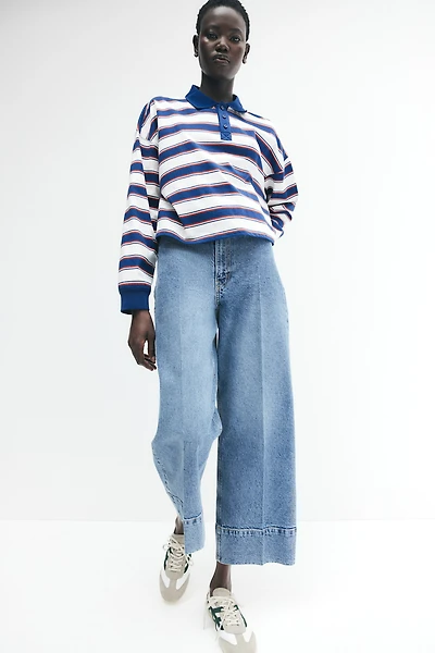 High Rise Wide Leg Cropped Jeans