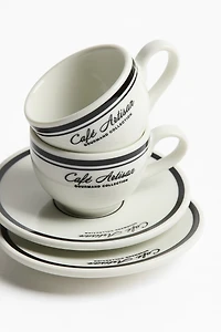 2-Pack Porcelain Espresso Cups with Saucers