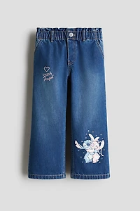 Wide-Leg Jeans with Motif