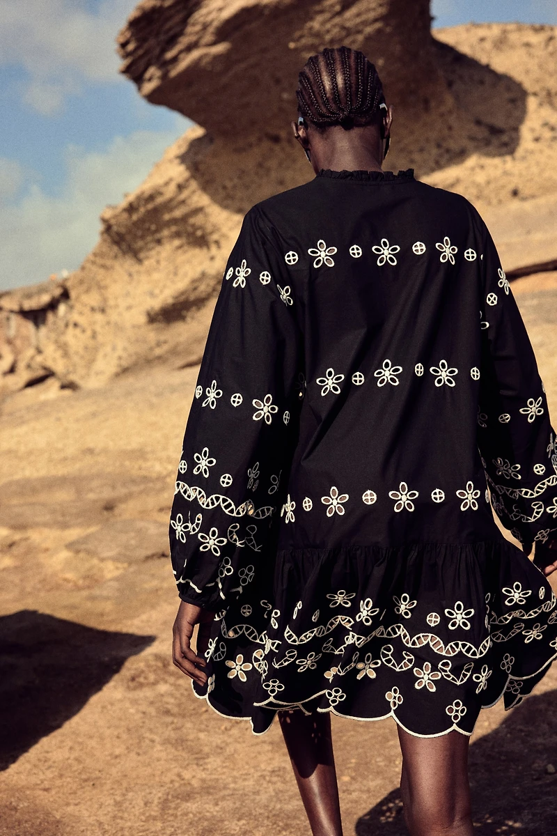 Tunic Dress with Eyelet Embroidery