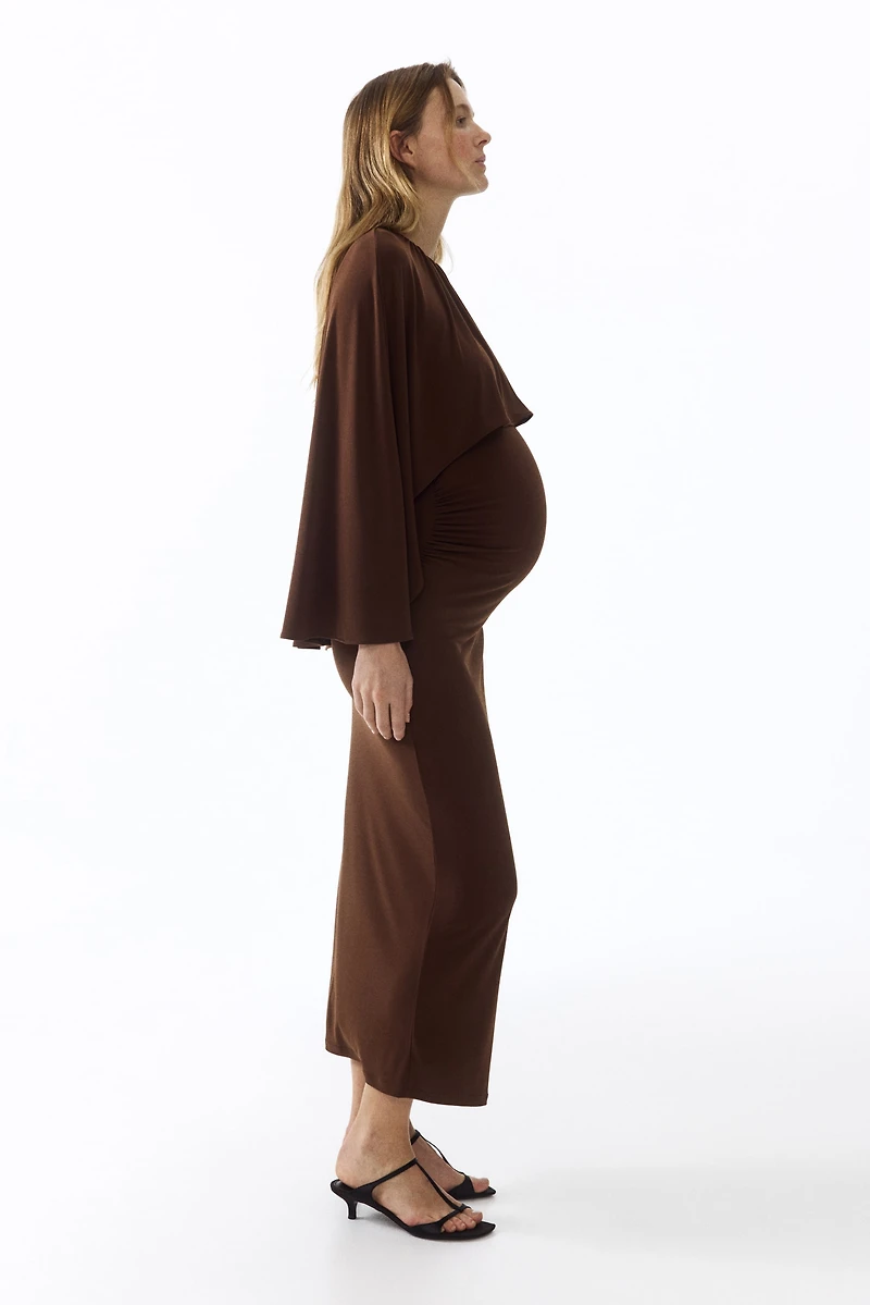 MAMA Draped Cape-Detail Dress