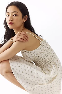 Cotton Dress with Tie-Top Shoulder Straps