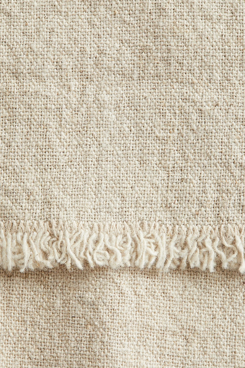 Linen-Blend Table Runner with Fringe