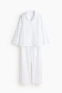 Cotton Pajamas with Eyelet Embroidery