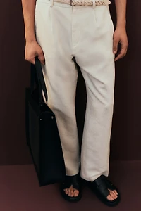 Relaxed-Fit Linen-Blend Pants