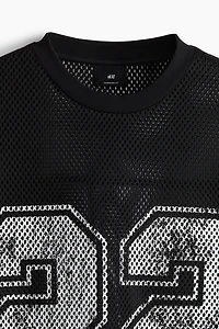 Oversized Fit Printed Mesh T-Shirt