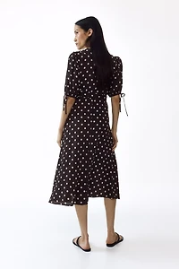 MAMA Puff-Sleeved Wrap Dress