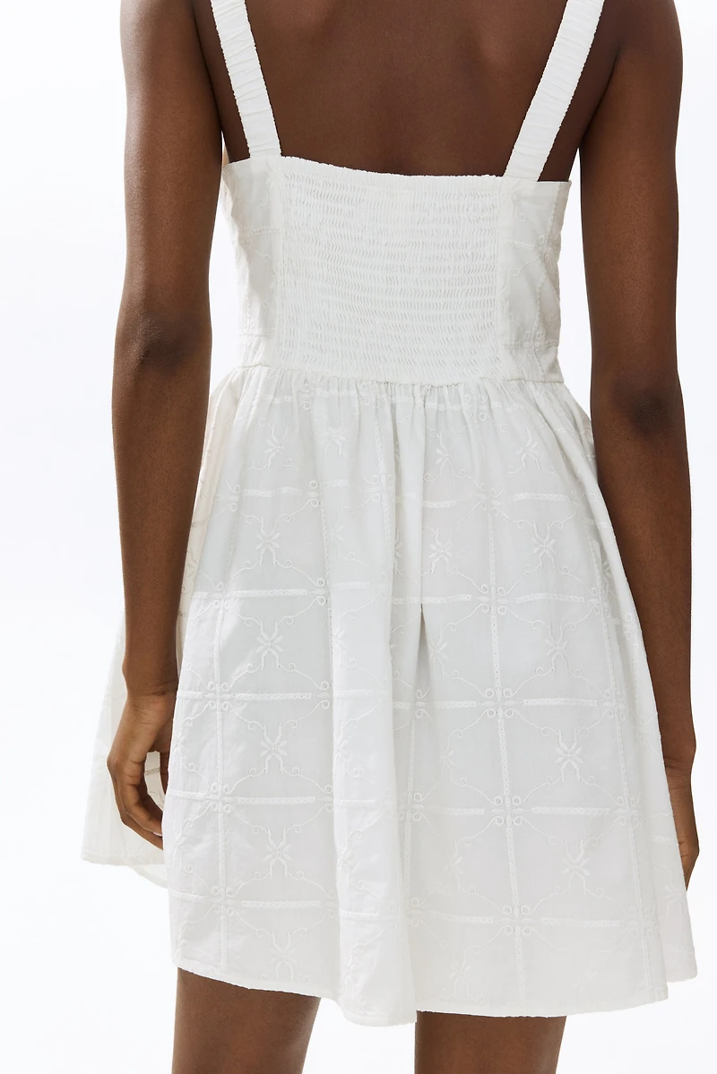 Embroidered Dress with Flared Skirt