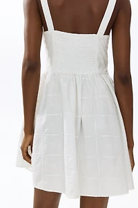 Embroidered Dress with Flared Skirt