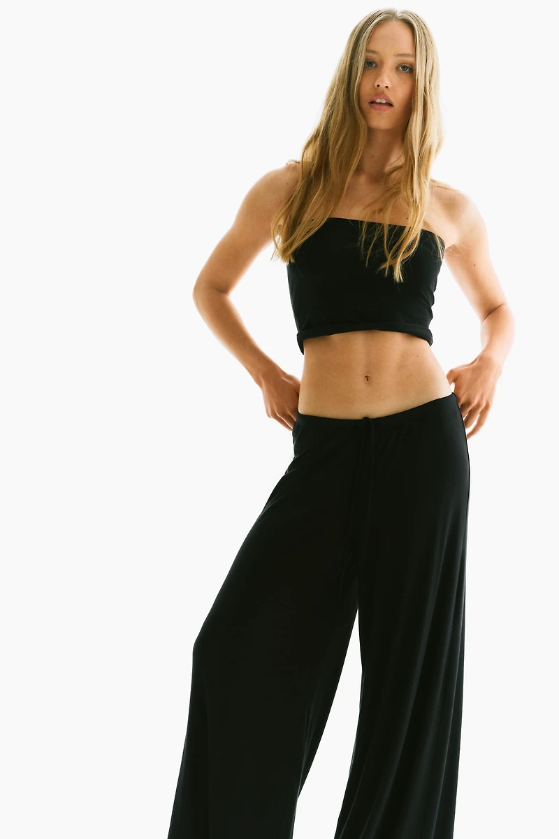Wide-Leg Drawstring Pants