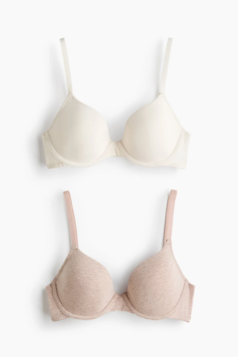 2-Pack Padded Underwire Cotton Bras